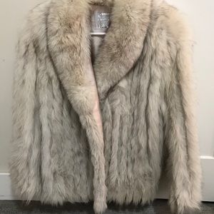 Saga Fox White Fur Coat 100% real